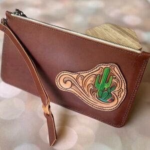Hand Tooled Leather Wristlet